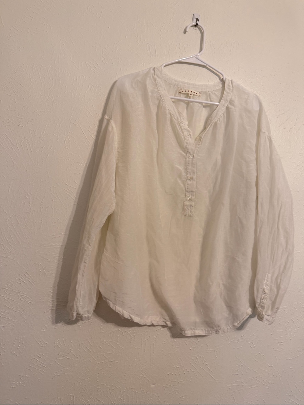 Xirena White Silk/Cotton sheer Button up - Picture 2 of 6